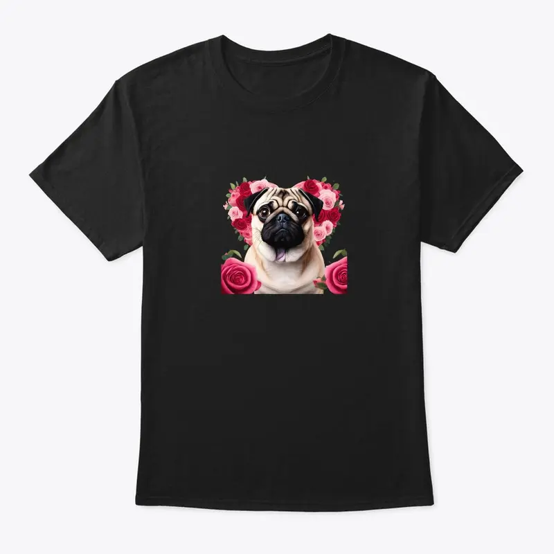 Pug with roses