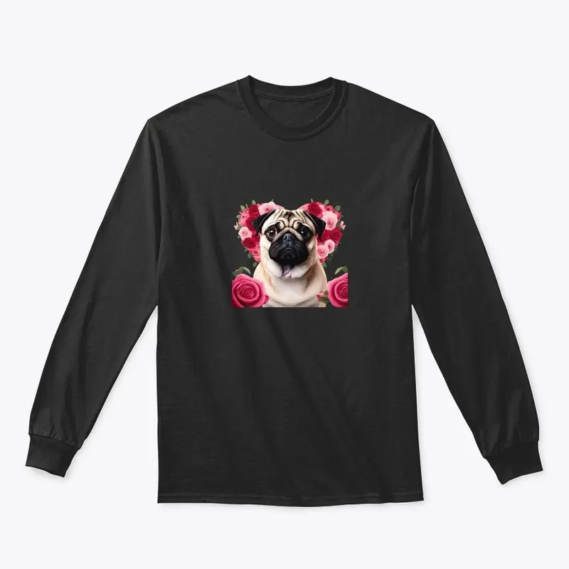 Pug with roses