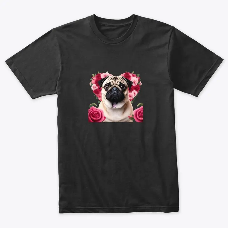 Pug with roses