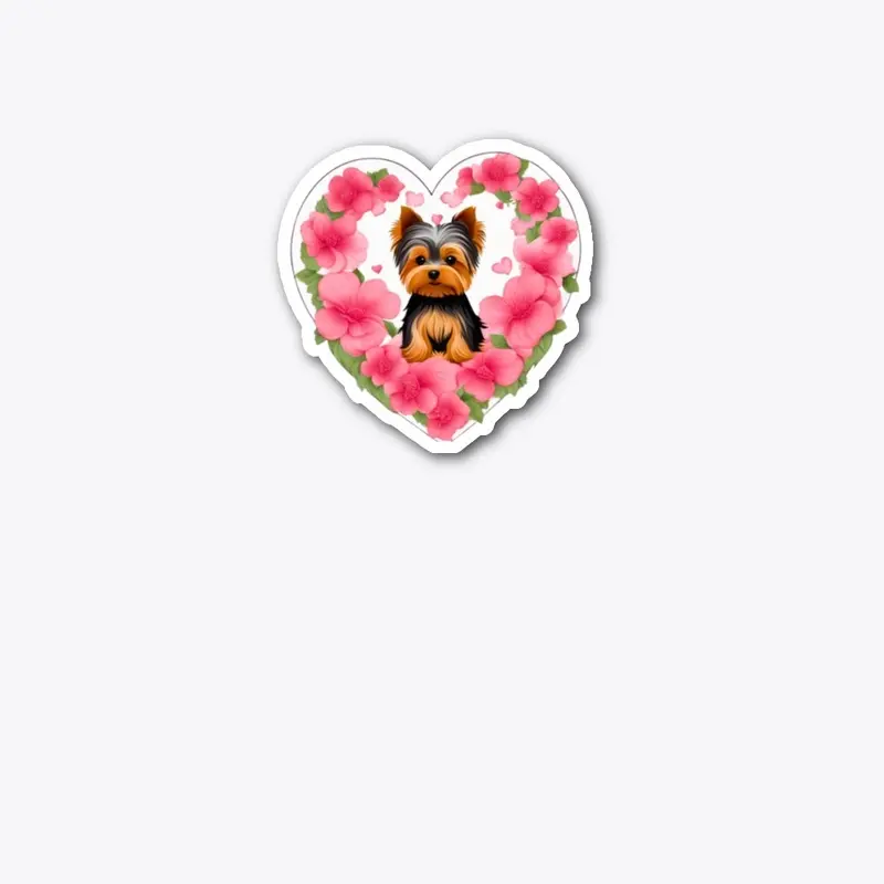 Yorkie with hearts